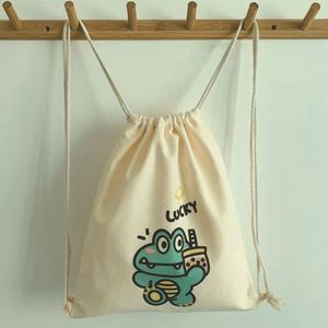 กระเป๋าเป้สะพายหลังผ้าแคนวาสแบบมีเชือกผูก  กระเป๋าผ้าฝ้ายออร์แกนิคไนลอน  กระเป๋าเป้สะพายหลังผ้าแคนวาสแบบมีเชือกผูก - Product Image 1