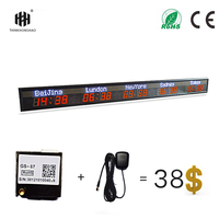 Jam LED Digital besar, jam Multi waktu Digital untuk dinding dengan nama kota yang disesuaikan