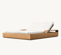 Chaise longue pliante d'extérieur en teck moderne MARBELLA pour cour et plage