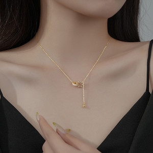 <span class=keywords><strong>Collar</strong></span> de Cadena Clavícula con Colgante de Doble Aro y Borla Clásica Zhixuan para Mujer, No se Destiñe, Chapado en Oro de 18K, Acero Inoxidable - Product Image 2