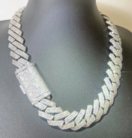 Chaîne cubaine lourde bijoux 3 rangées 15mm 20mm chaîne en argent Sterling 925 collier Hip Hop VVS Moissanite chaîne à maillons cubains