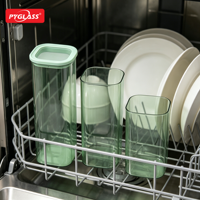 Stoples Kaca Persegi Pyglass dengan Tutup, Set Sempurna untuk Pasta, Kue, Kacang, Atur Dapur Anda dengan Rapi dan Bersih