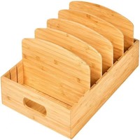 Organizador de Escritorio de Bambú Grande Personalizable, Caja de Almacenamiento de Archivos de Madera Resistente para Suministros de Oficina, Venta al Por Mayor