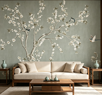 Papier peint mural floral et d'animaux de style chinoiserie vintage chinois, papier peint amovible personnalisé pour salon, chambre à coucher, hôtel, décoration murale intérieure