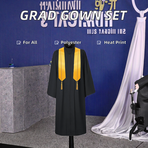 Ensemble de toge de remise de diplôme mat unisexe pour adultes 2025, avec toque, pompon, étole et cordon d'honneur - Articles d'uniforme scolaire en gros - Product Image 2