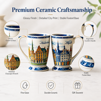 Paire de tasses en céramique de style campagnard classique, faites à la main en grès, tasses à thé pour couple, personnalisables OEM ODM, vente en gros