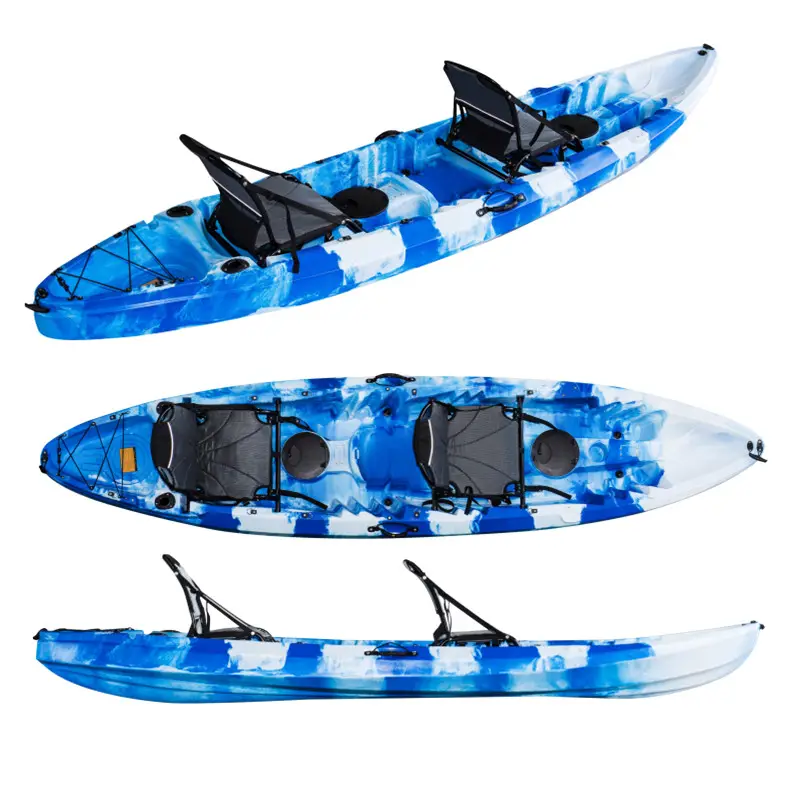 カヤックカバー付きプラスチック製ファミリーカヤック3人釣り手漕ぎボート