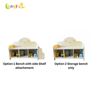 Armoire de rangement en bois moderne à deux niveaux, durable, organisateur de jouets pour enfants, étagère, design <span class=keywords><strong>nuage</strong></span>, chambre à coucher, salon, maternelle, école maternelle - Product Image 5