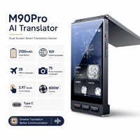 Dispositif d'interprétation IA Mini M90Pro 159 langues Double écran Verre trempé Portable Enregistrement vocal et photo Hors ligne et en ligne