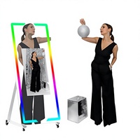 Chuyun CY-KW320 Miroir Magique Moderne Photomaton à Impression Instantanée Écran Tactile 32/43 Pouces en Métal et Verre Trempé avec Anneau Lumineux