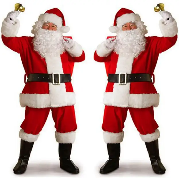 Setelan Santa Claus, Setelan Santa Claus Pria, Kostum Santa Claus Dewasa Ultra Beludru Natal