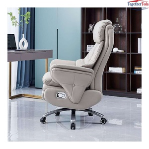 Chaise de bureau de direction à dossier haut, revêtement en cuir rembourré, support lombaire ergonomique, base à cinq branches à roulement fluide - Product Image 5