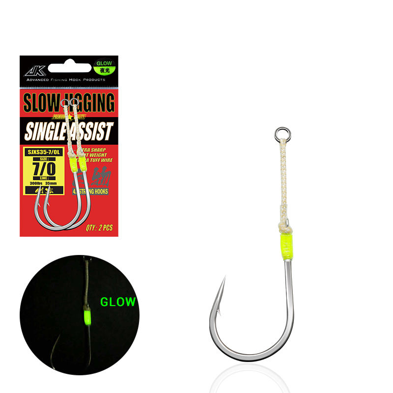 JK Fishing SJXS35-L Single Cord Assist Hook Jigging Hook for Sea