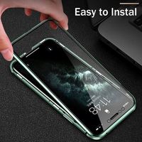 Coque de téléphone magnétique en métal avec protection d'objectif d'appareil photo en verre trempé double face, protection intégrale pour iPhone 18promax
