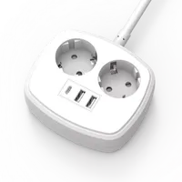 Neues Design Effiziente VDE-Steckdosenleiste mit 2 AC-Steckdosen, 2 USB- und 1 Typ-C-Anschluss, Feuerfest mit Überlastschutz, Elektrisch QC3.0