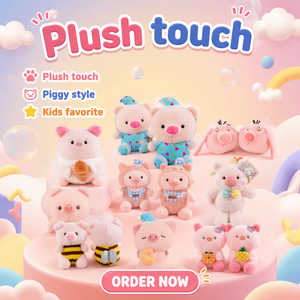 Peluche cochon mini en peluche pour machine à griffes, 24 cm, Kawaii, avec chapeau de chef et bavoir, <span class=keywords><strong>prix</strong></span> d'arcade, direct usine - Product Image 2