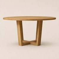 Table à manger ronde en bois moderne, table de cuisine en bois grainé, table de salle à manger, table de salon, table centrale, mobilier minimaliste pour la maison