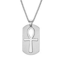 Pendentif Croix Ankh Hiéroglyphe Égyptien Symbole de Vie Délicat en Acier Inoxydable Or 18 Carats Collier Ankh Bijoux pour Hommes et Femmes