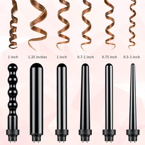 Juego de pinzas de varita rizadora de pelo giratorias intercambiables, juego de <span class=keywords><strong>plancha</strong></span> rizada eléctrica de cerámica eléctrica, rizador de pelo, varita rizadora caliente - Product Image 2