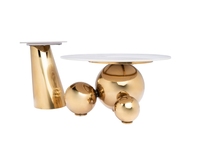 Ensemble table basse moderne de luxe en acier inoxydable doré table basse ronde en marbre avec tables d'appoint pour meubles de salon