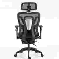 Silla de oficina giratoria ergonómica de malla con respaldo alto, reposabrazos 9D, reposacabezas ajustable y soporte lumbar bilateral para oficina en casa.