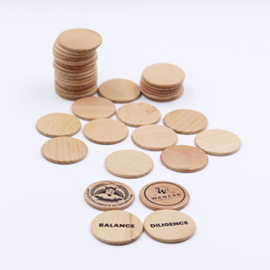 Customizable Patterns Wooden Round Chips for Strategic Gameplay Wooden Round Circle Board <b>Game</b> Tokens - Product Image 2