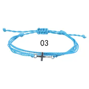 European And American Colorful Men's And Women's fashion Dark Blue Rope Woven Cross Matching Rope Friendship Beach Bracelet