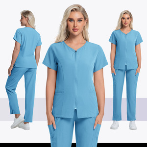 Women Scrub Set Moisture Wicking Elastic Uniform Hospital Workwear One Piece Quick Drying Surgical Gown Suit S XXL - Product Image 2