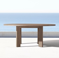 Meuble d'extérieur en bois de teck de haute qualité, ensemble de table ronde et 4 chaises, table à manger ronde