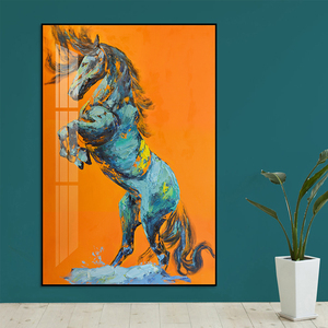 Un caballo pintado de pie sobre dos patas hermoso arte de pared de animales para el hogar imagen impresa en lienzo póster para Decoración - Product Image 2