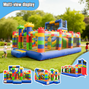 Inflatable <span class=keywords><strong>Bouncer</strong></span> lâu đài lớn thương mại đầy màu sắc khối xây dựng Inflatable SLIDES Combo nhảy bouncy Inflatable nhà - Product Image 3