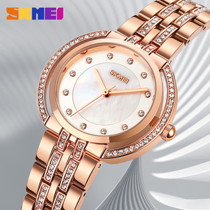Skmei Women's Quartz Watch Rose Gold Stainless Steel Bracelet Diamond Accent Analog Display 8.3mm Thin Case 30M Waterproof - Product Image 2