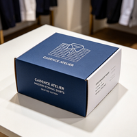 Boîte en carton ondulé personnalisée, impression offset bicolore marine, production en 72h, pour chemises et vêtements sur mesure, boîte d'expédition pour nettoyage à sec