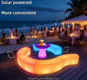 Juego de Muebles para Cafetería y Restaurante, Lujoso Juego de Comedor <span class=keywords><strong>con</strong></span> Iluminación LED, Asientos de Plástico, Sofá, Mesa y Sillas para Restaurante - Product Image 5