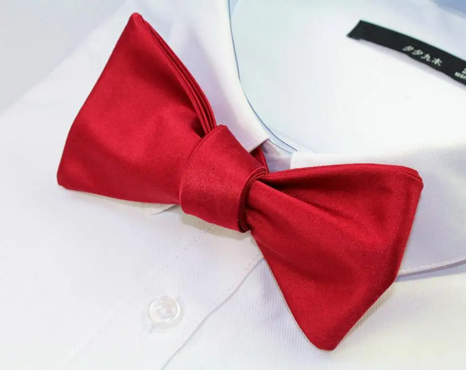 الحرير بلون أسود أحمر الذاتي ربطة القوس فيونكة للرجال فستان الزفاف