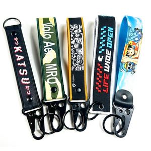 <b>Custom</b> Logo Woven Embroidered Short Keychain Lanyard Motorcycle Wrist Lanyards with Eagle Hooks-Promotional Carabiners - Product Image 3