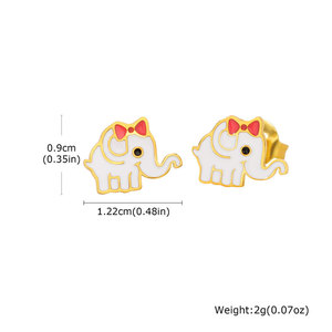 Boucles d'oreilles clous licorne animales tendance en acier inoxydable 316L plaqué or PVD 14k 18k, style coréen, vente en gros pour femmes - Product Image 6