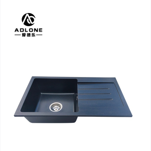 Évier de cuisine et de salle de bain à cuvette carrée simple granit composite de couleur blanche avec évier de cuisine en quartz à un trou - Product Image 1