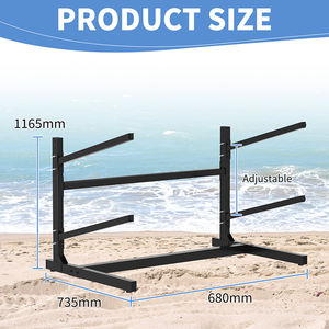 Gemakkelijk te transporteren commerciële meubels voor buitengebruik, compacte, stevige 2-laags gietijzeren kajakstandaard met dekwielen - Product Image 1