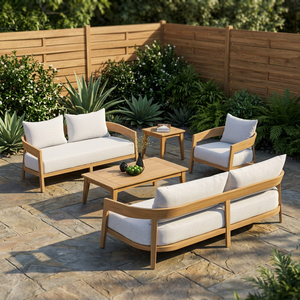 Luxury Teak Wood Minimalist <b>Outdoor</b> <b>Sofa</b> and Conversation Set for Resort Villa Hotel Garden - Product Image 3