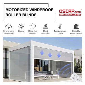 Windproof không thấm nước cơ giới rèm cuốn ngoài trời ban công văn phòng màn Shades với zip theo dõi điện rèm cuốn rèm - Product Image 3