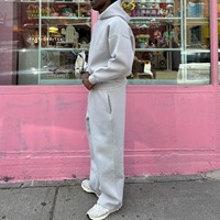 Ensemble survêtement molletonné épais pour homme, coupe ample, style Y2K streetwear, tenue décontractée deux pièces pour l'hiver, vente en gros
