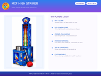 Tour de jeu d'arcade High Striker Strength avec marteau et LED, 180x81x190 cm, pour bars et centres de divertissement familial