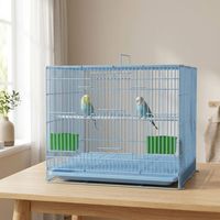 Cage à oiseaux rectangulaire pliable extra large, solide, écologique, simple et moderne, avec plateau amovible, mangeoires intégrées et fermeture à bouton.