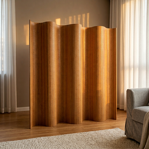 Paneles Decorativos de Bambú Ondulado para Sala de Estar o Restaurante, Separador de Ambientes de 6 x 8 Pies, Color Beige, Ambos Lados - Product Image 4