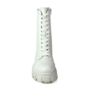 Automne et hiver nouvelles bottes en <span class=keywords><strong>cuir</strong></span> pour femmes muffin bas à lacets bottes moyennes femmes européennes et américaines grandes femmes - Product Image 3