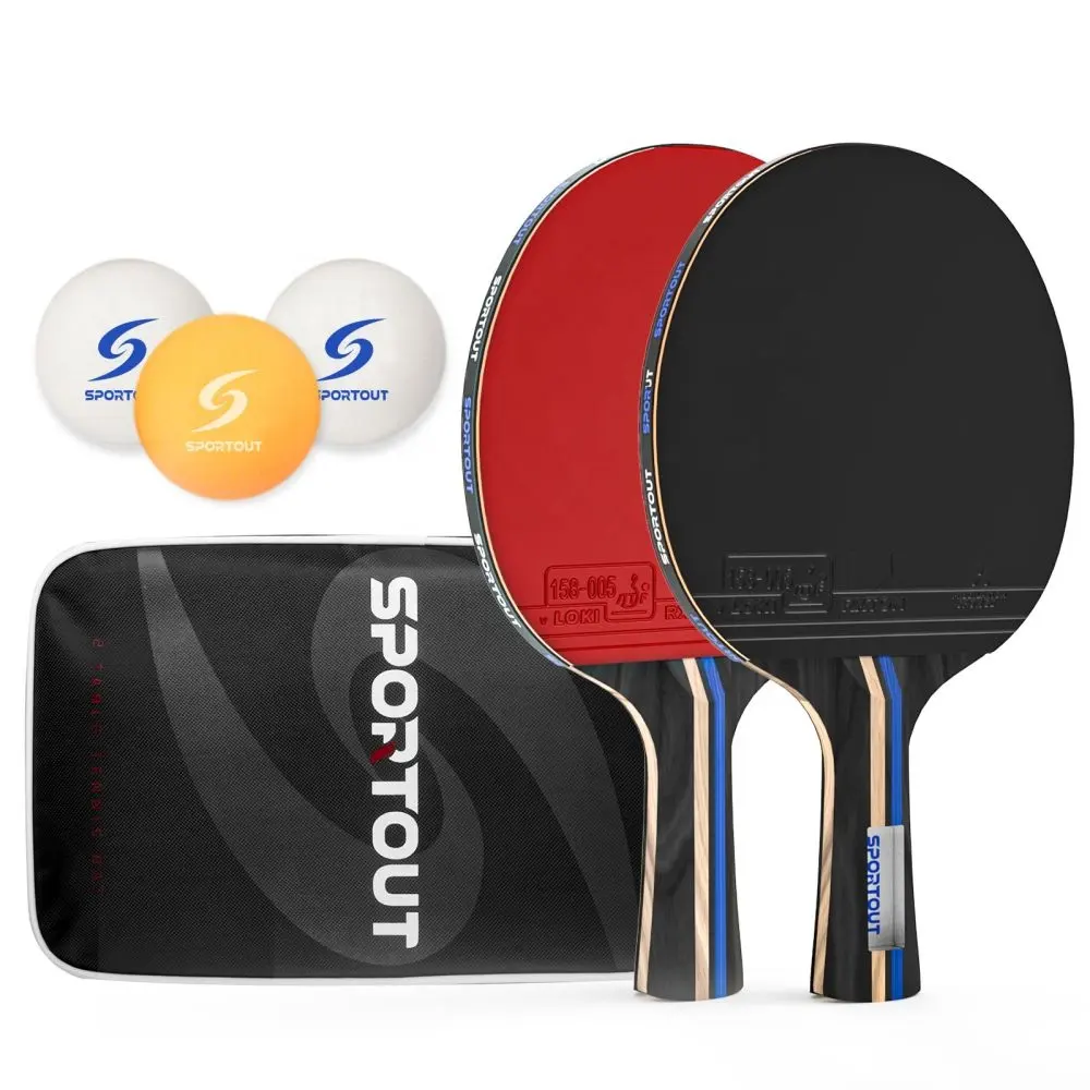 Table Tennis Bats, Portable Table Tennis Set, Bats for Outdoor Indoor Table Tennis Table with 3-Star tabletennis Balls,