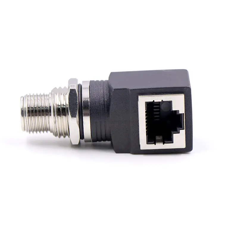 M12 to RJ45 male female Gigabit Ethernet adapter 4P 8P