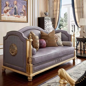 Divano Regency Heritage Azure - Lussuoso Divano Classico Francese in Pelle &amp;   Divano in Seta |   EKAR FURNITURE - Product Image 4
