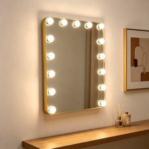 Hot Wall Mounted Hollywood <b>Vanity</b> Mirror with <b>LED</b> Bulbs Golden Metal Frame Touch Control Makeup Mirror for Dressing Room - Product Image 2